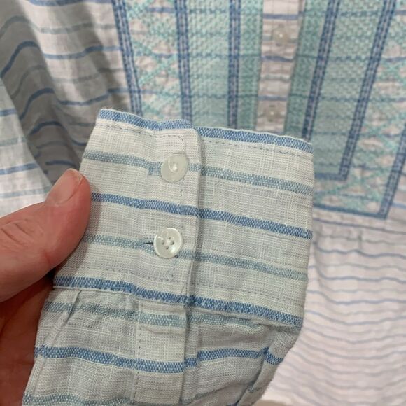 Vinyard Vines linen horizontal striped blue and white tunic embroidered size 0 - Picture 5 of 8